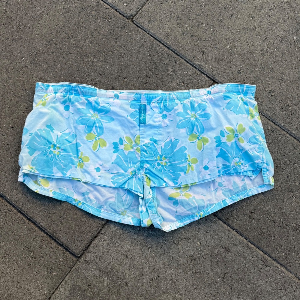 Abercrombie & Fitch Floral Pajama Shorts Blue Green Cotton Sleepwear Medium